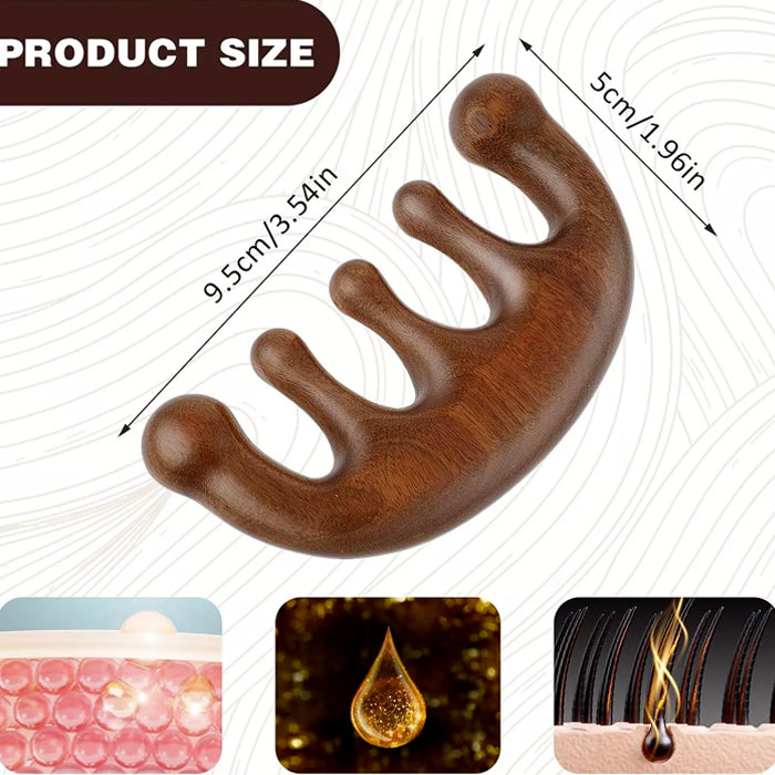 Wooden Massage Wide Teeth Hair Comb Meridian Scalp Massage Scraping Comb Promotes Hair Growth