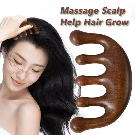 Wooden Massage Wide Teeth Hair  Comb Meridian Scalp Massage Scraping Comb Promotes Hair Growth