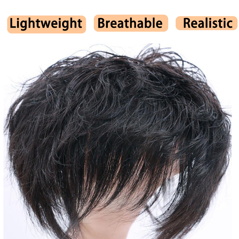 Flash Sale 🔔 Invisible Hand Tied Swiss Lace Base Real Human Short Hairpiece for Women