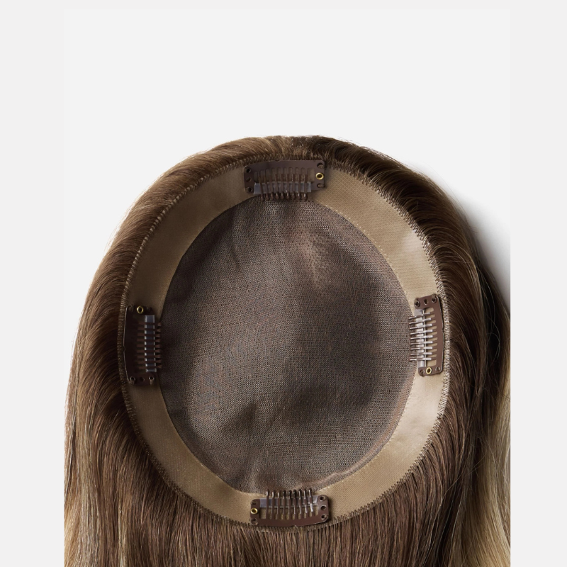 Ombre Balayage 100% Human Hair Topper With Bangs For Woman