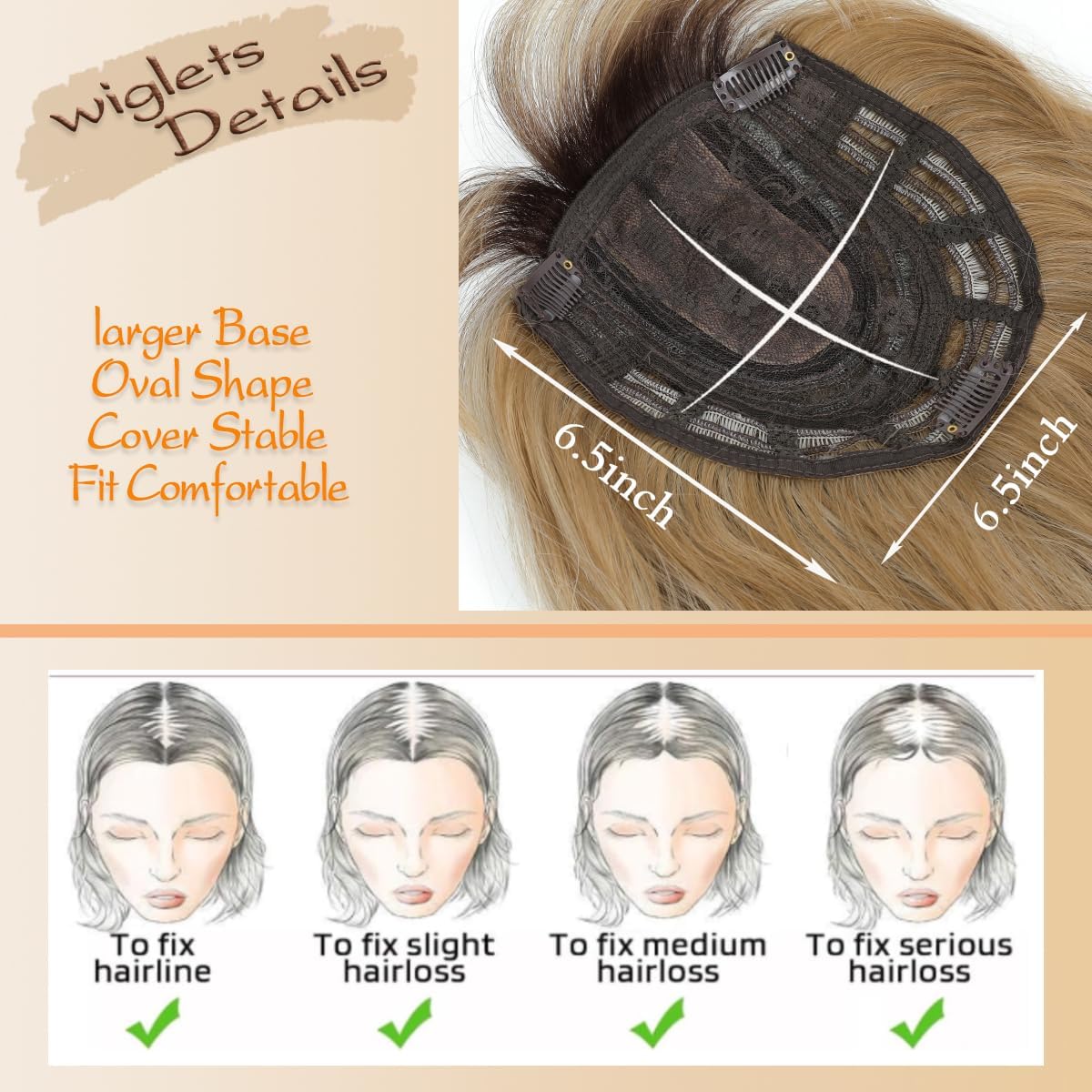 Hot Sale Premium Wavy Hair Topper With Bangs for Thinning Hair – Natural Looking Voluminous Human Hair
