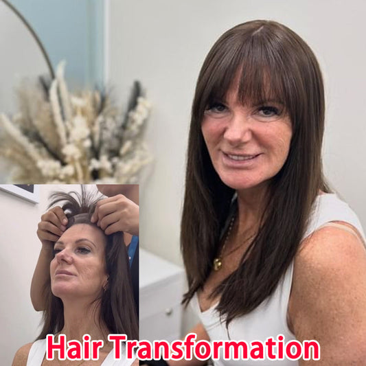 8-16 Inch 4 Clips Natural Hair Toppers with Bangs for Women Adding Hair Volume