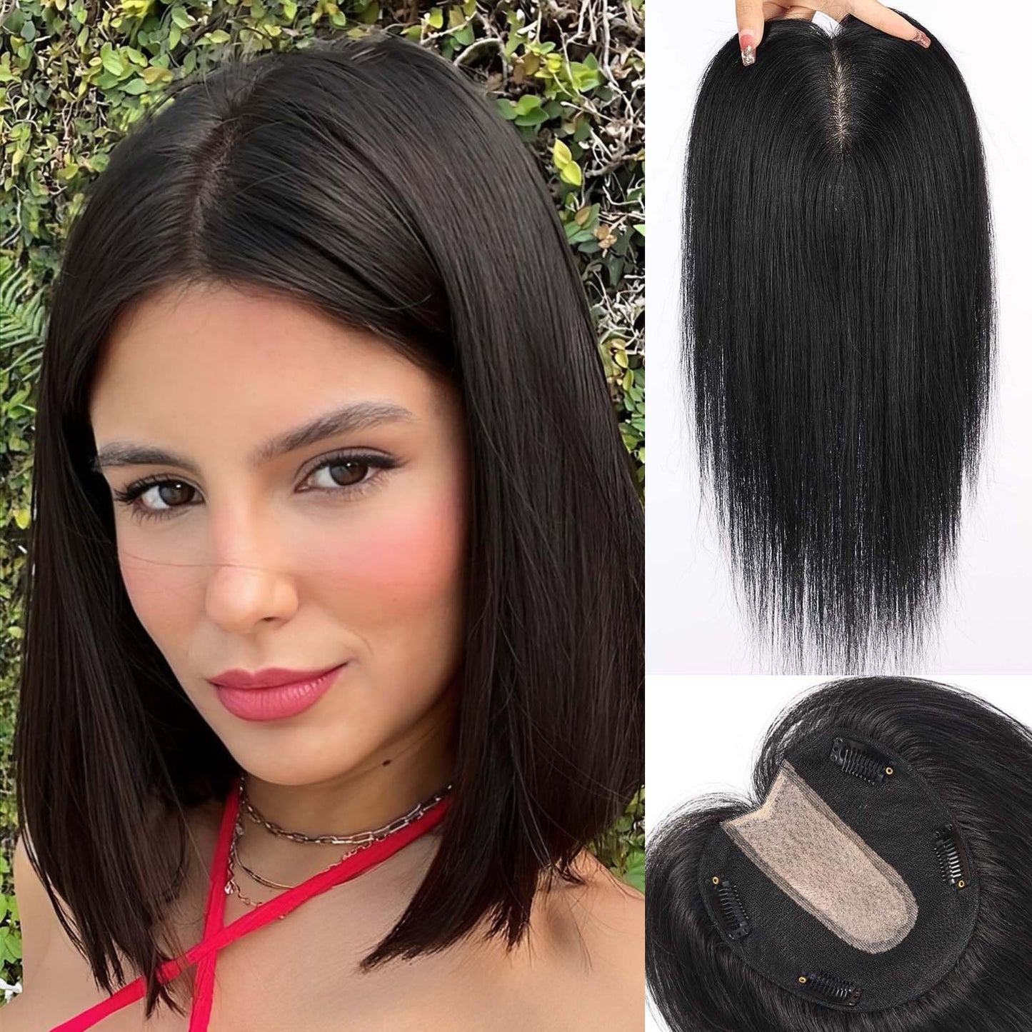 Straight Natural Hair Topper For Women High quality Hairstyle clips in own hair blends perfectly