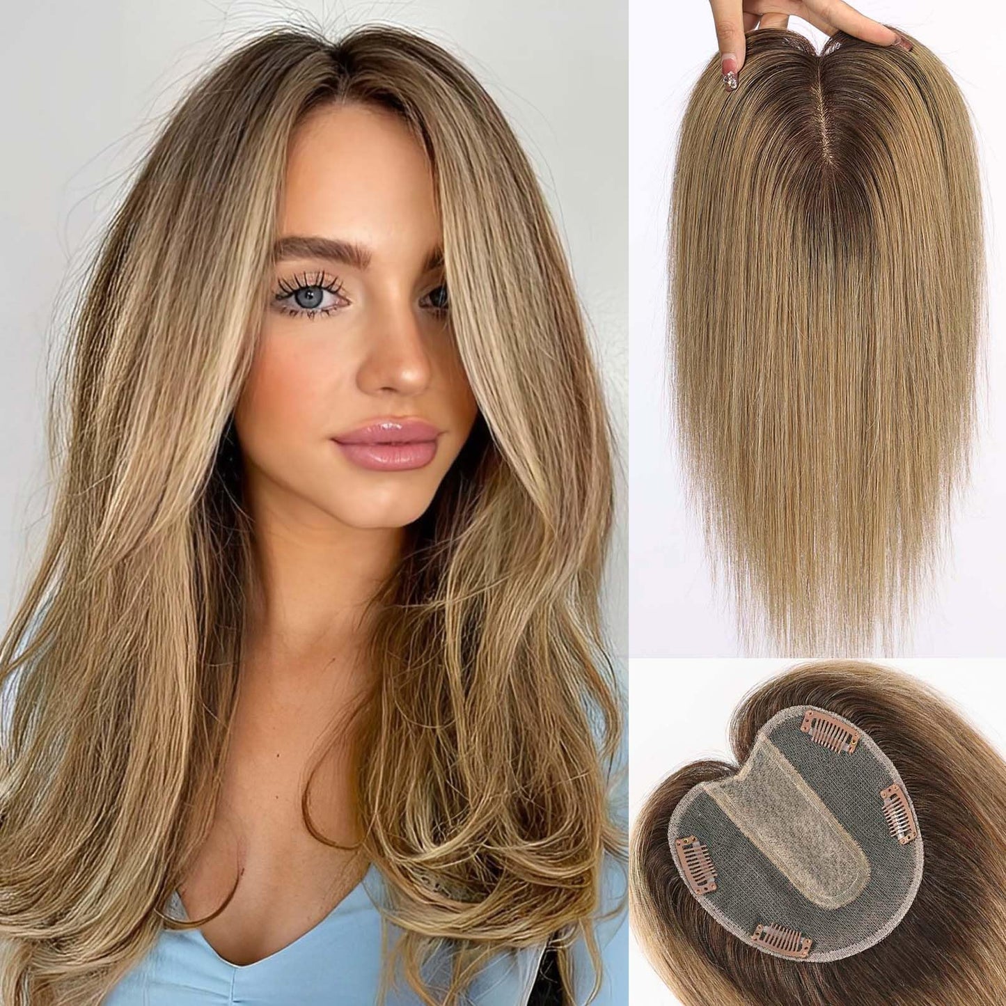 Straight Natural Hair Topper For Women High quality Hairstyle clips in own hair blends perfectly