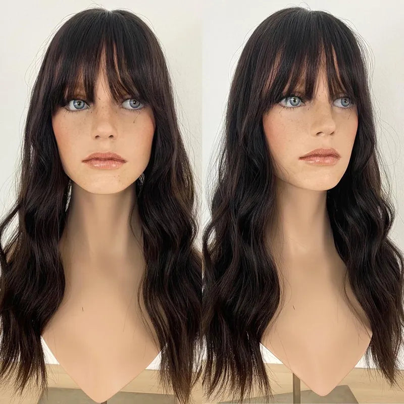 Natural Body Wave Real Hair Topper With Fringers Human Hair Topper With Bangs