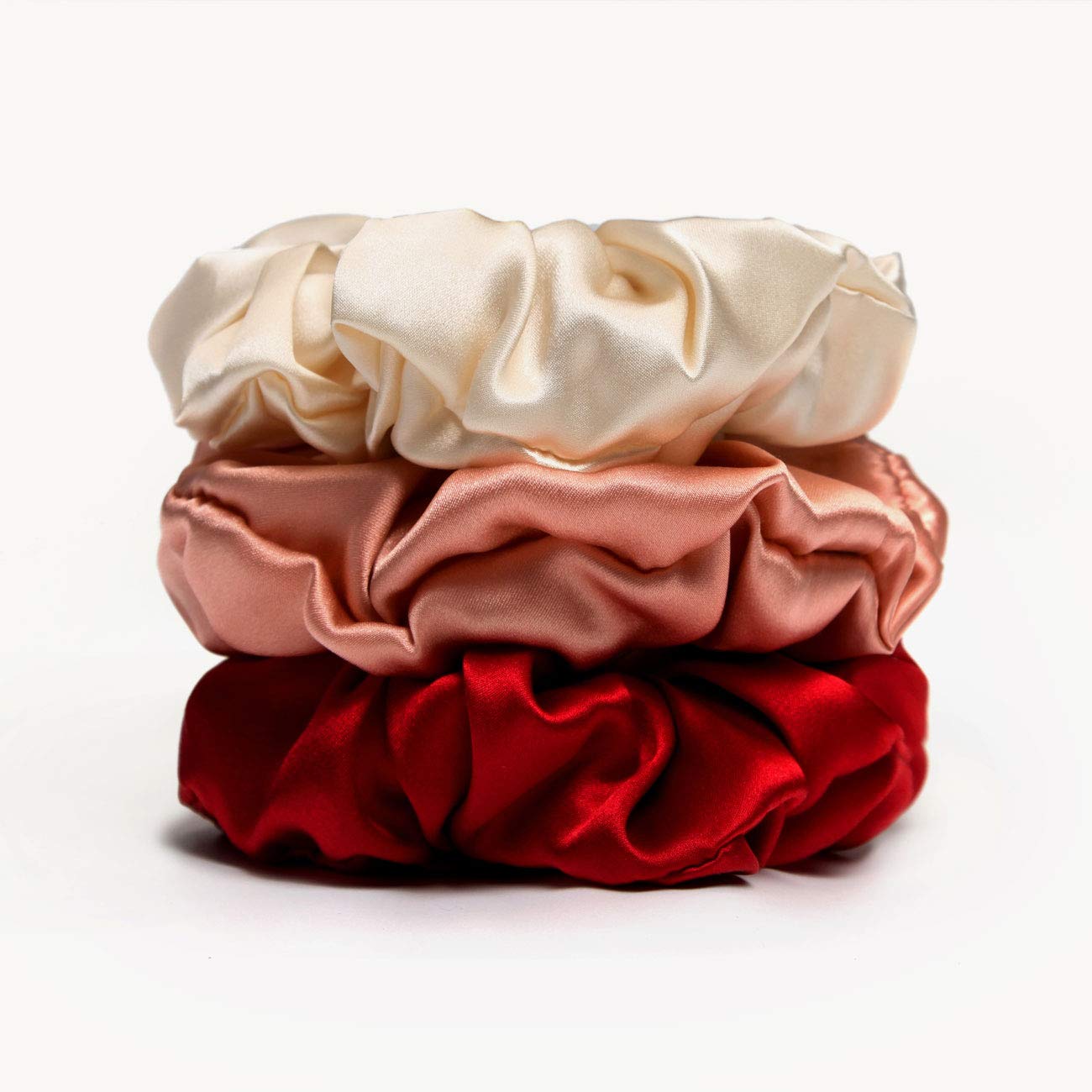 3Pack 4cm Silk Scrunchies Mulberry Silk 16 Momme Elastic Band Scrunchy Hair Ties For Women Girls