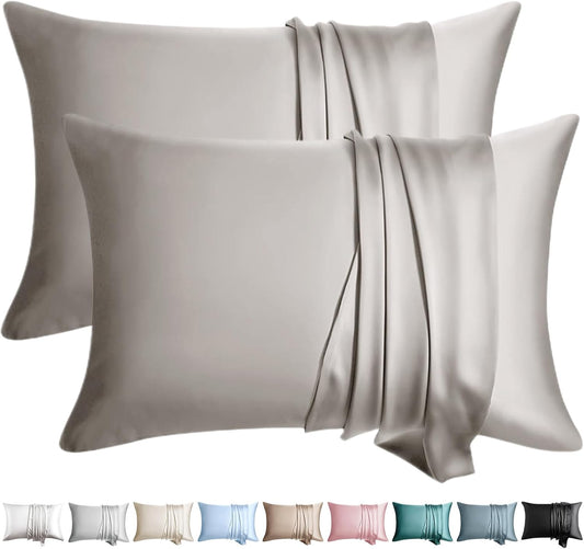 100% Silk Pillow Cases 2 Pack Silk Pillowcase for Hair and Skin Set of 2 Highest Grade 6A Silk Soft Breathable