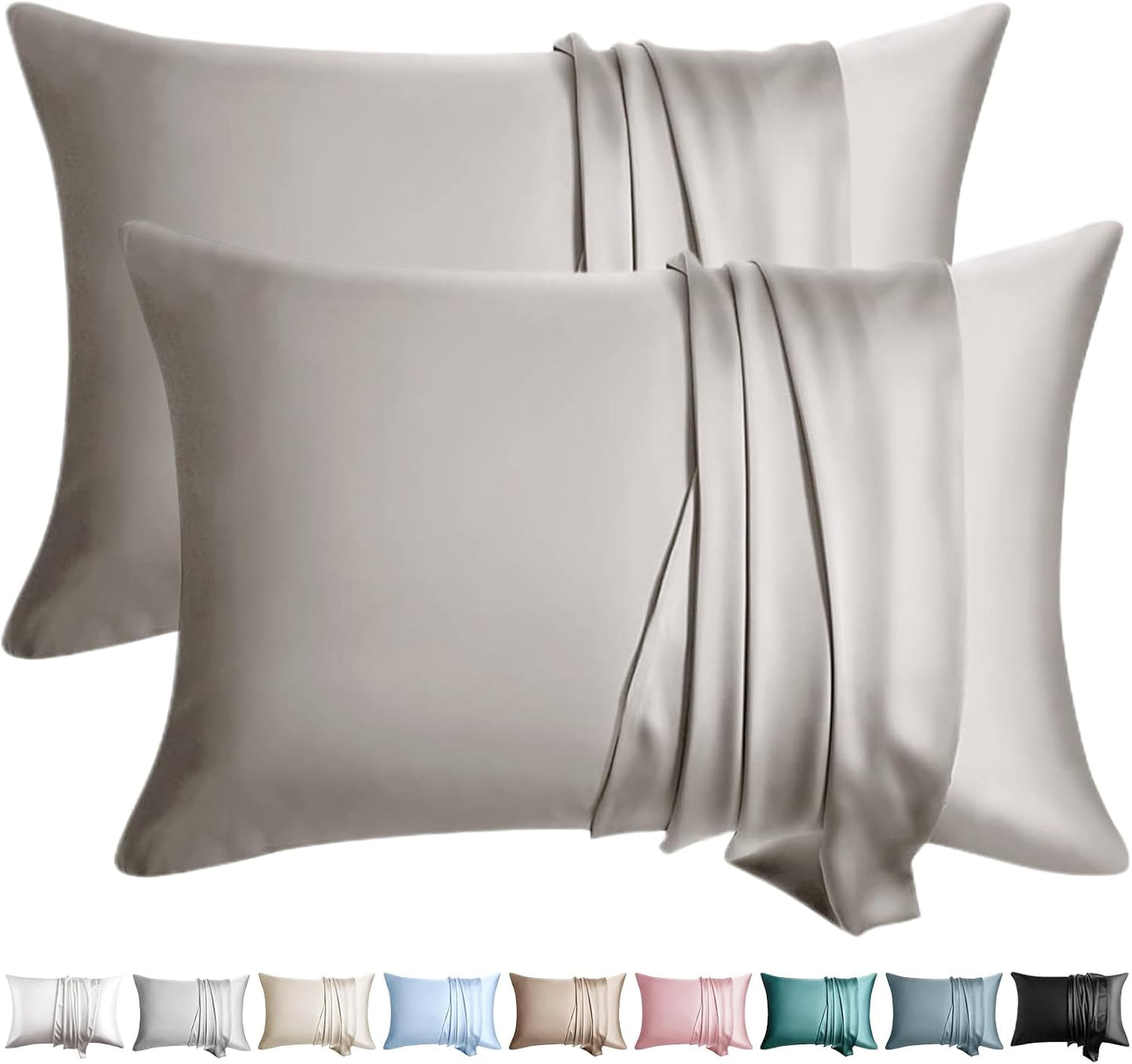 100% Silk Pillow Cases 2 Pack Silk Pillowcase for Hair and Skin Set of 2 Highest Grade 6A Silk Soft Breathable