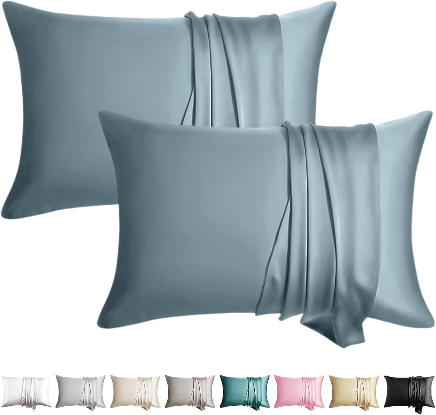 100% Silk Pillow Cases 2 Pack Silk Pillowcase for Hair and Skin Set of 2 Highest Grade 6A Silk Soft Breathable