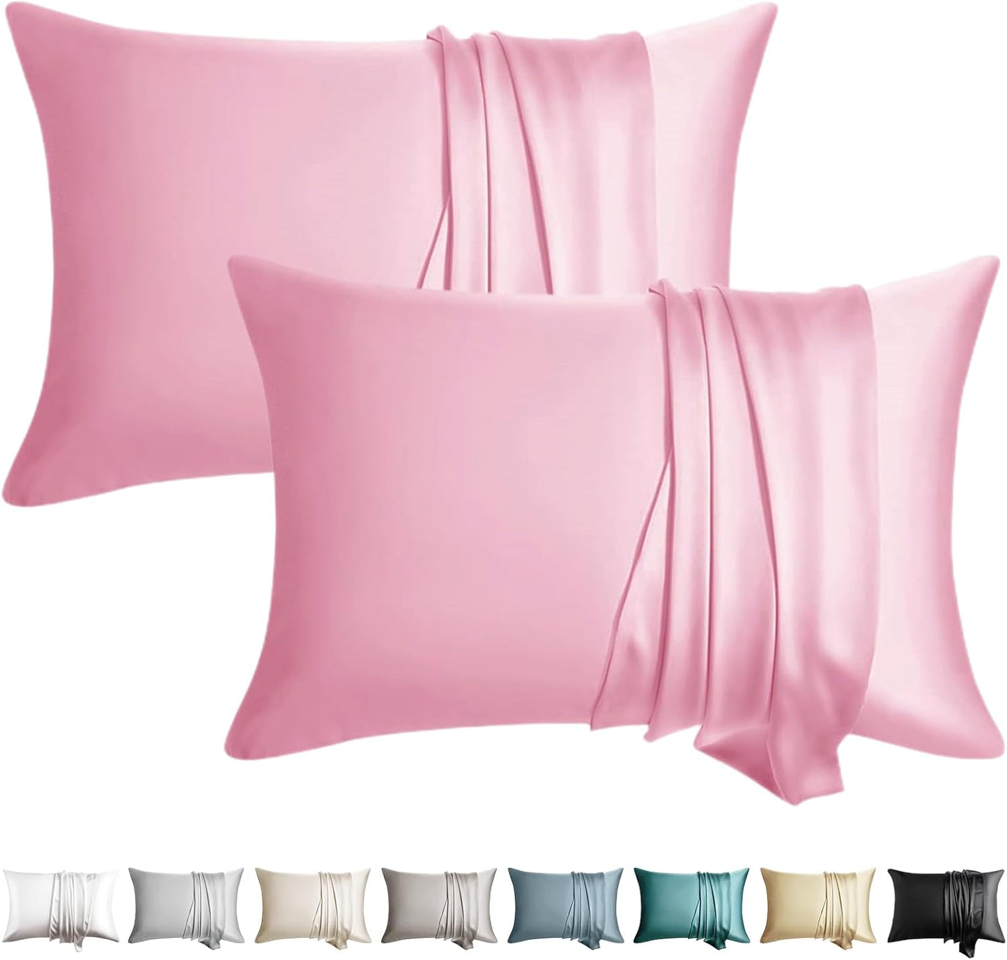 100% Silk Pillow Cases 2 Pack Silk Pillowcase for Hair and Skin Set of 2 Highest Grade 6A Silk Soft Breathable