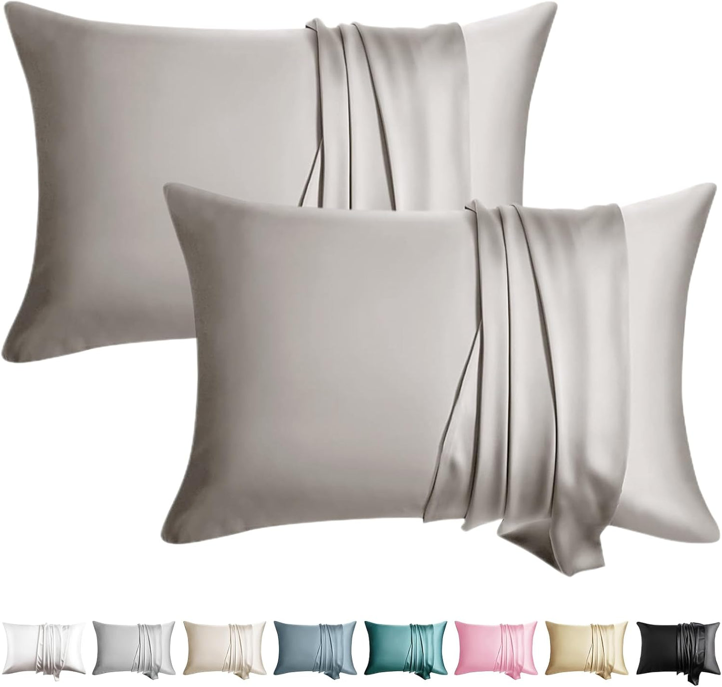 100% Silk Pillow Cases 2 Pack Silk Pillowcase for Hair and Skin Set of 2 Highest Grade 6A Silk Soft Breathable