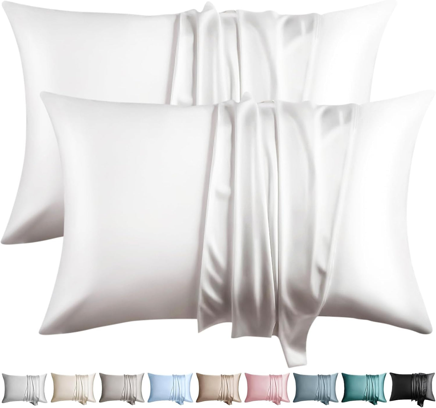 100% Silk Pillow Cases 2 Pack Silk Pillowcase for Hair and Skin Set of 2 Highest Grade 6A Silk Soft Breathable