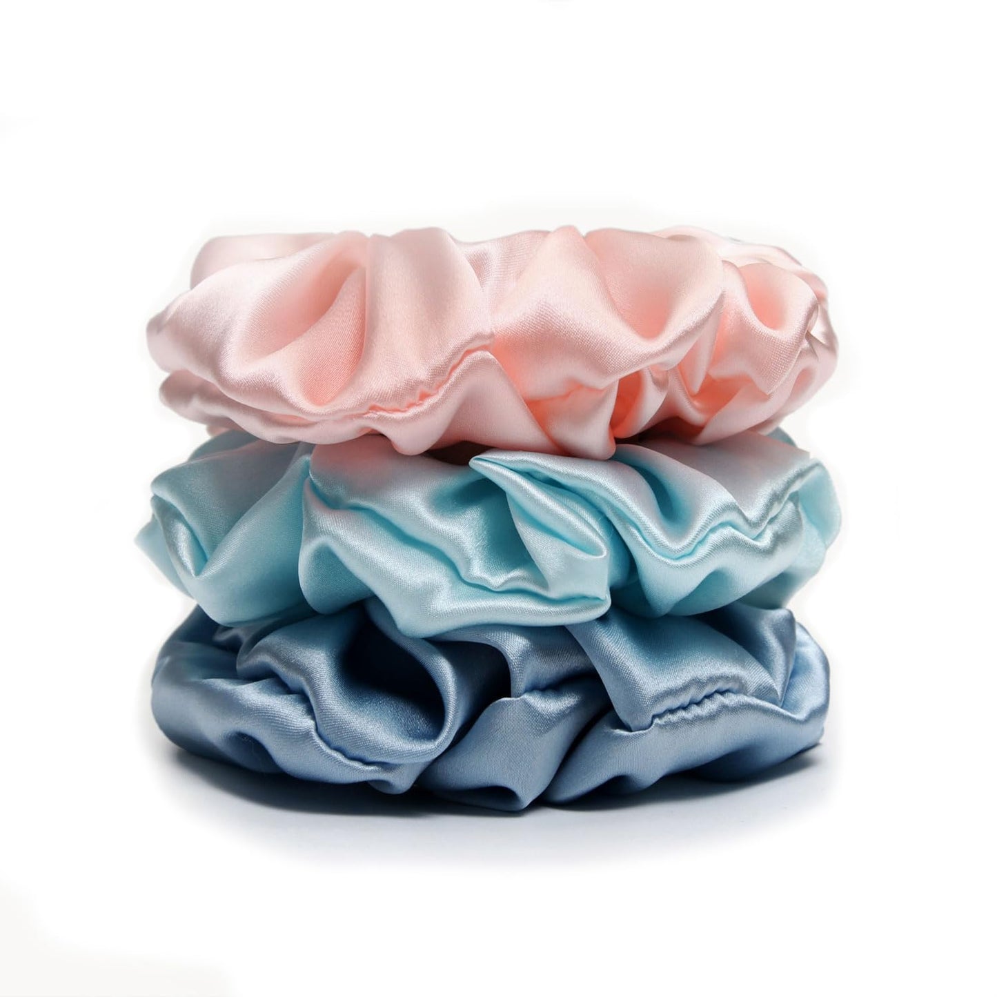 3Pack 4cm Silk Scrunchies Mulberry Silk 16 Momme Elastic Band Scrunchy Hair Ties For Women Girls