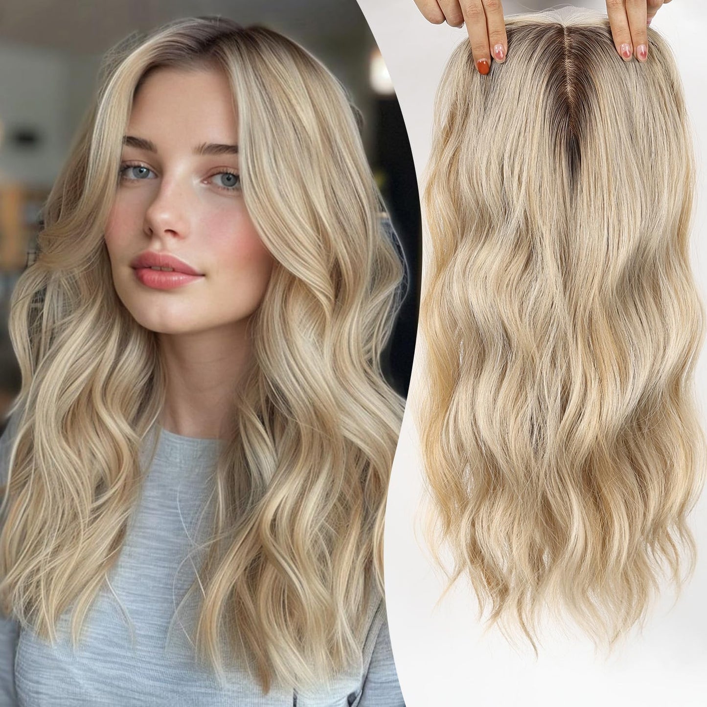 Premium Wavy Hair Topper for Thinning Hair – Natural Looking Voluminous Human Hair