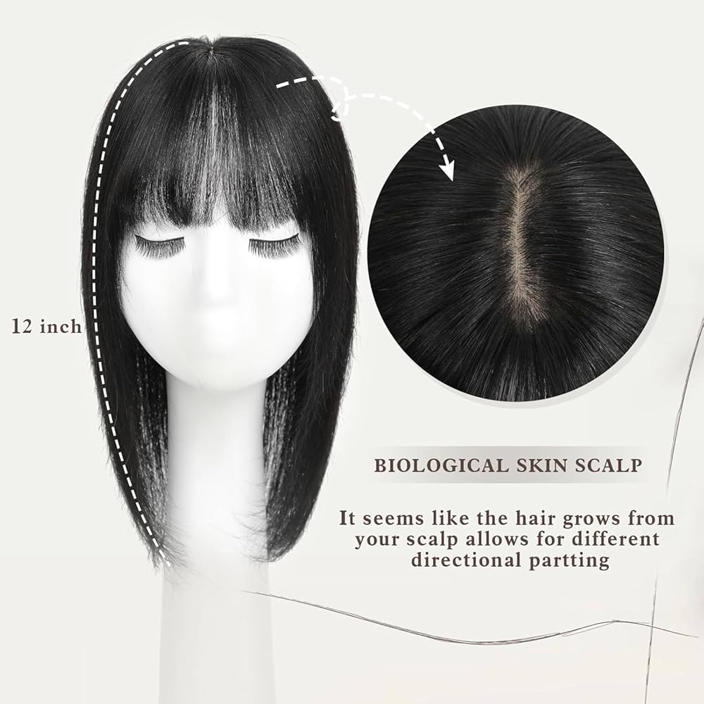 Comfortable&Breathable Straight Hair Topper With Bangs For Women With Thinning Hair