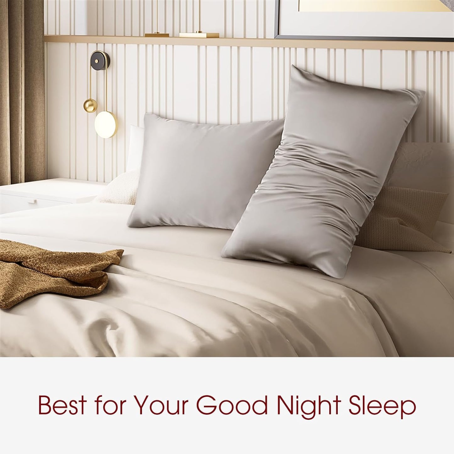 100% Silk Pillow Cases 2 Pack Silk Pillowcase for Hair and Skin Set of 2 Highest Grade 6A Silk Soft Breathable