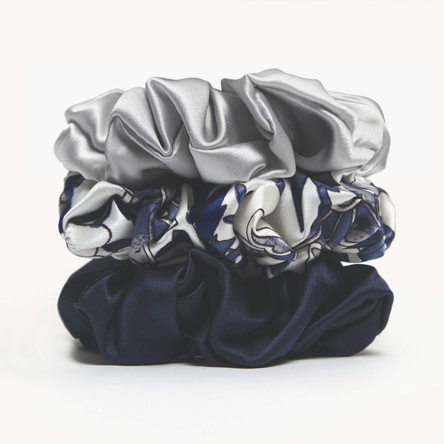 3Pack 4cm Silk Scrunchies Mulberry Silk 16 Momme Elastic Band Scrunchy Hair Ties For Women Girls