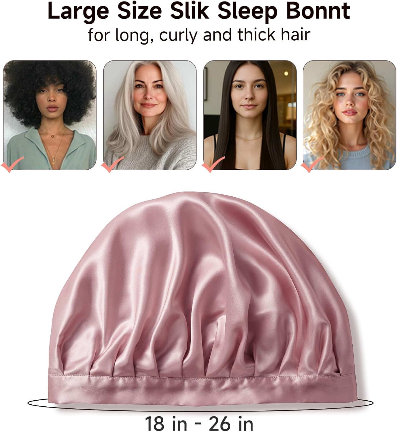 Mulberry Silk Bonnet for Sleeping Women, 22 Momme Double Layer Silk Hair Wrap