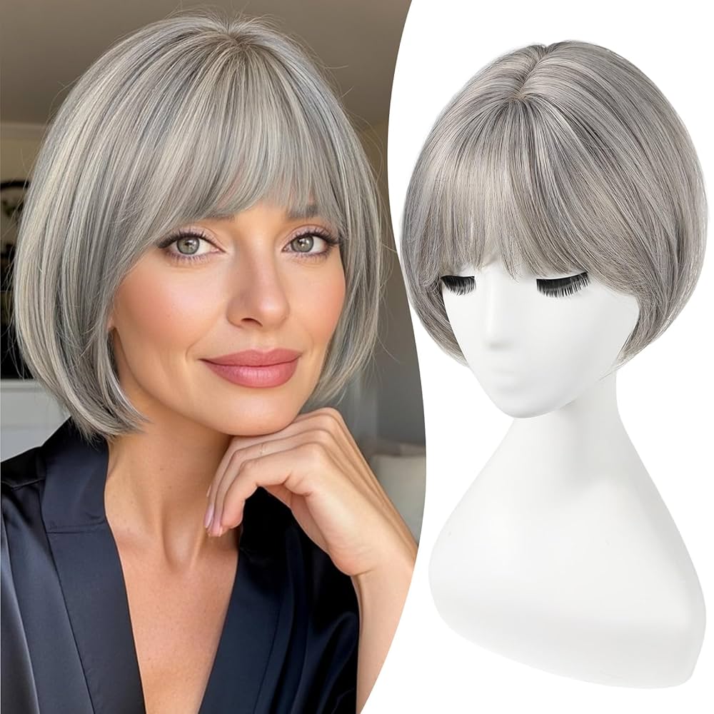 Summer Breathable Straight Hair Topper With Bangs For Thinning Hair