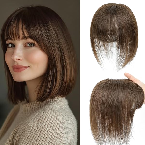 Summer Breathable Straight Hair Topper With Bangs For Thinning Hair