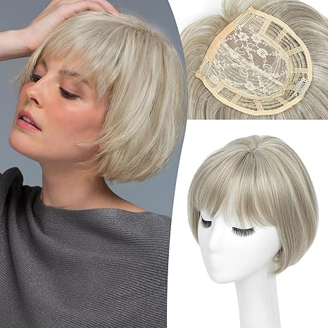 Straight Clip in Hair Topper with Bangs for Thinning Hair