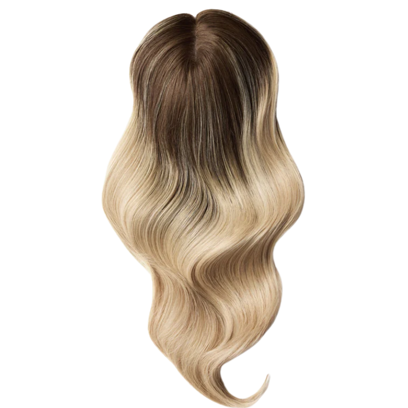 Mid-length Wavy Human Hair Topper for Thinning Hair