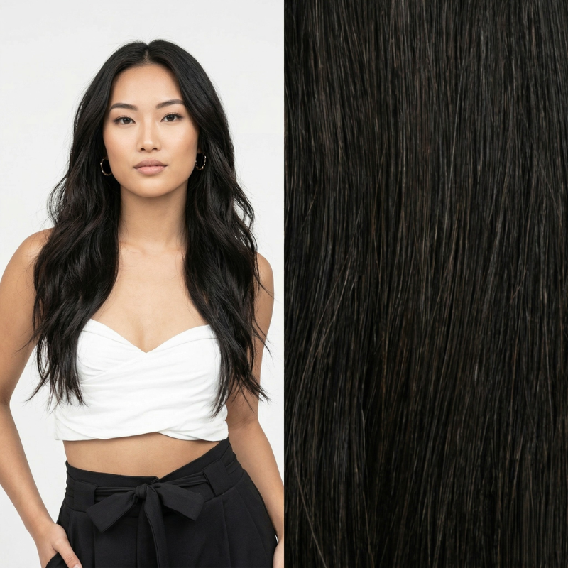 Hand Tied Weft 100% Real Human Hair Extensions Brown (#4)