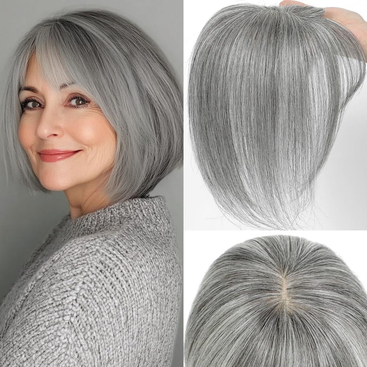 2025 New Summer Breathable Straight Hair Topper With Bangs For Thinning Hair