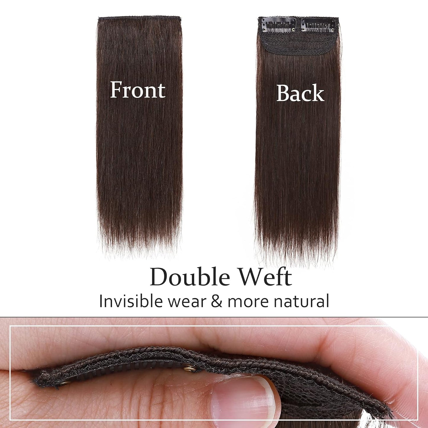 100% Human Hair Invisible Seamless Hair Pads Clip In Hair Extension Increase Hair Top Side Cover Hairpiece