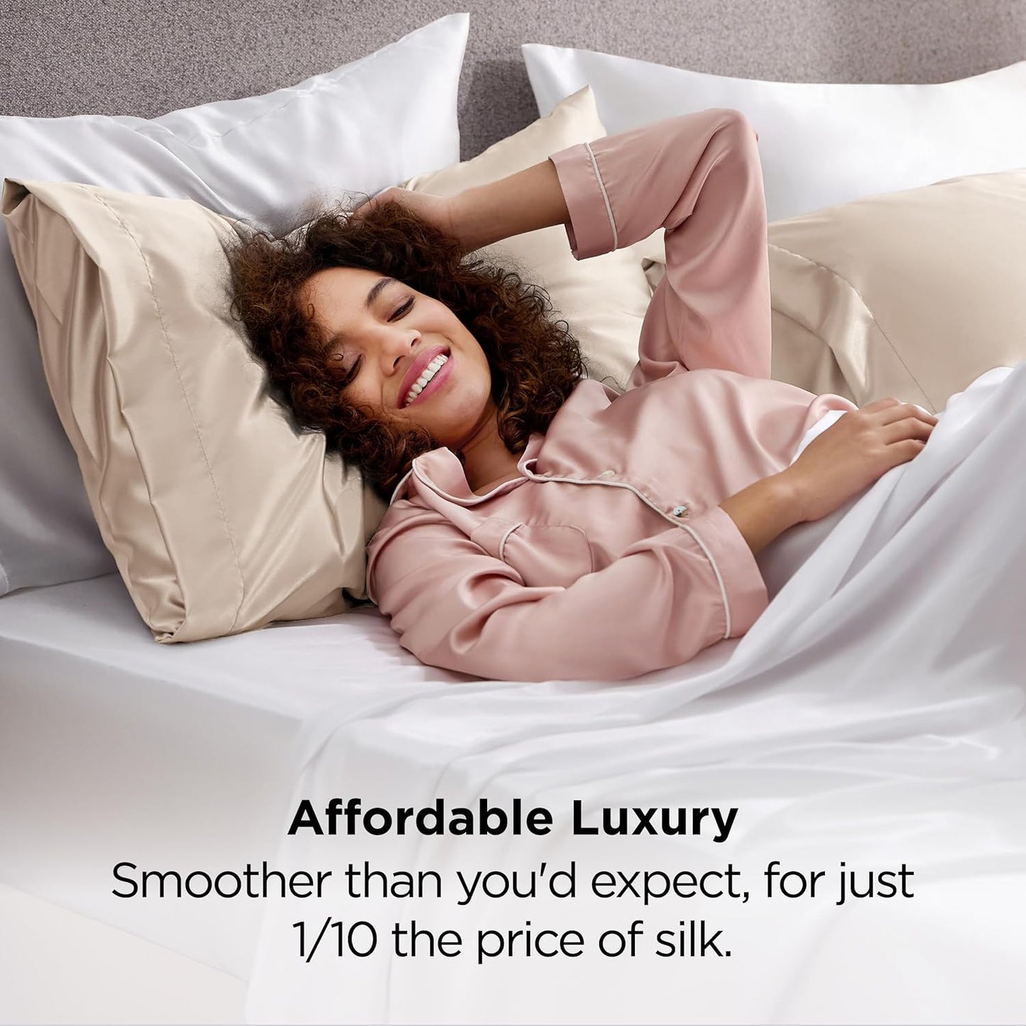 Satin Pillowcases Queen Size Set of 2, Cooling Pillow Case for Sleeping Women