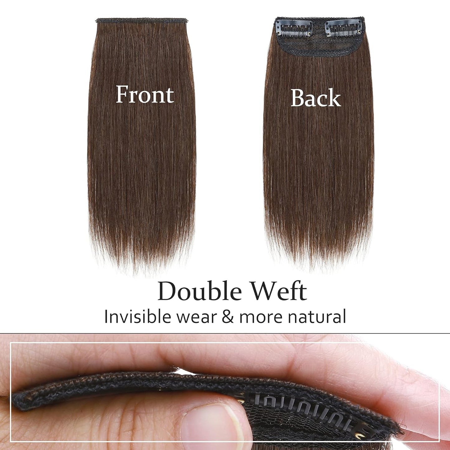 100% Human Hair Invisible Seamless Hair Pads Clip In Hair Extension Increase Hair Top Side Cover Hairpiece