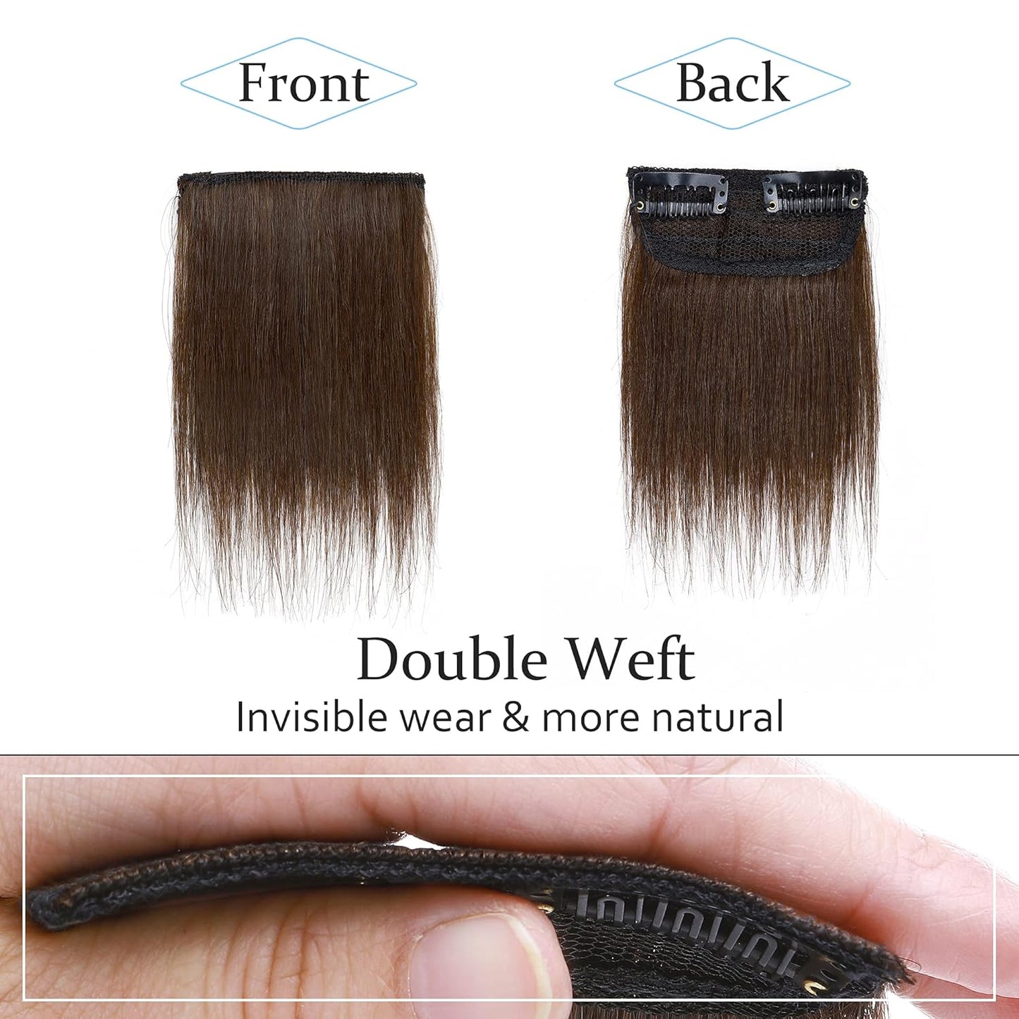 100% Human Hair Invisible Seamless Hair Pads Clip In Hair Extension Increase Hair Top Side Cover Hairpiece