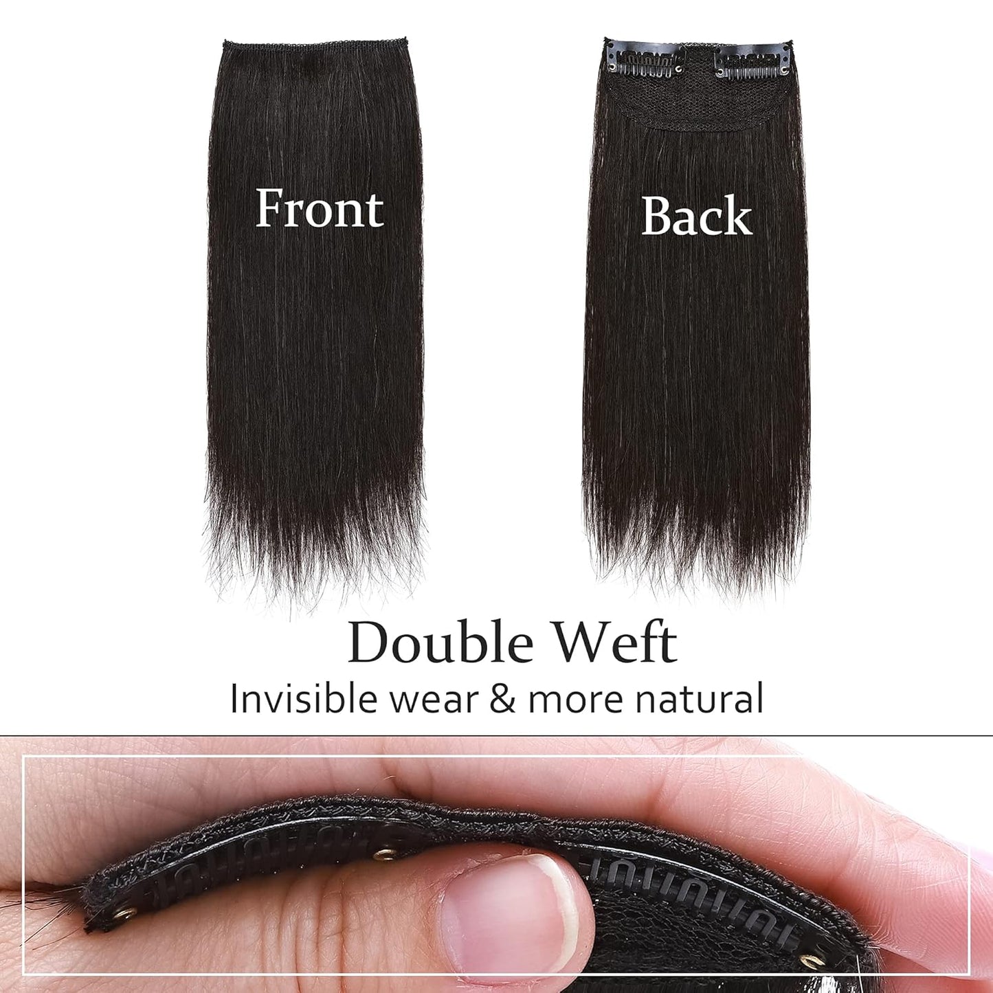 100% Human Hair Invisible Seamless Hair Pads Clip In Hair Extension Increase Hair Top Side Cover Hairpiece