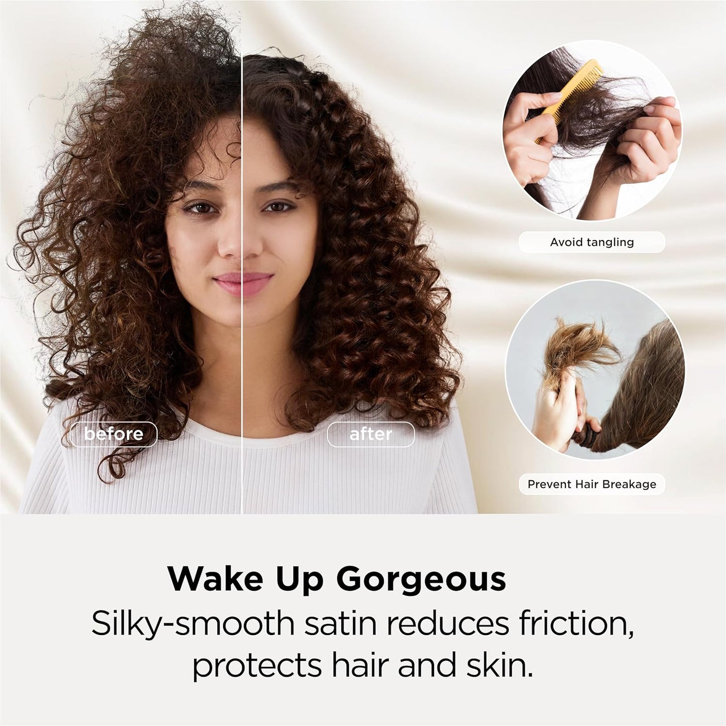 Satin Pillowcases Queen Size Set of 2, Cooling Pillow Case for Sleeping Women