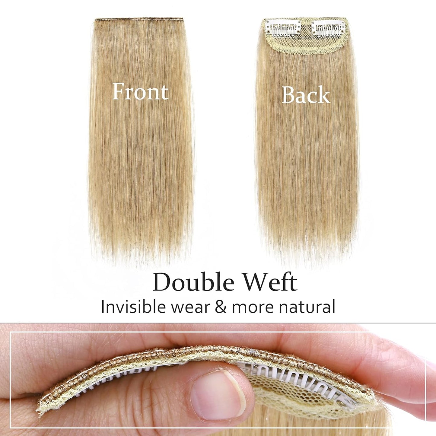 100% Human Hair Invisible Seamless Hair Pads Clip In Hair Extension Increase Hair Top Side Cover Hairpiece