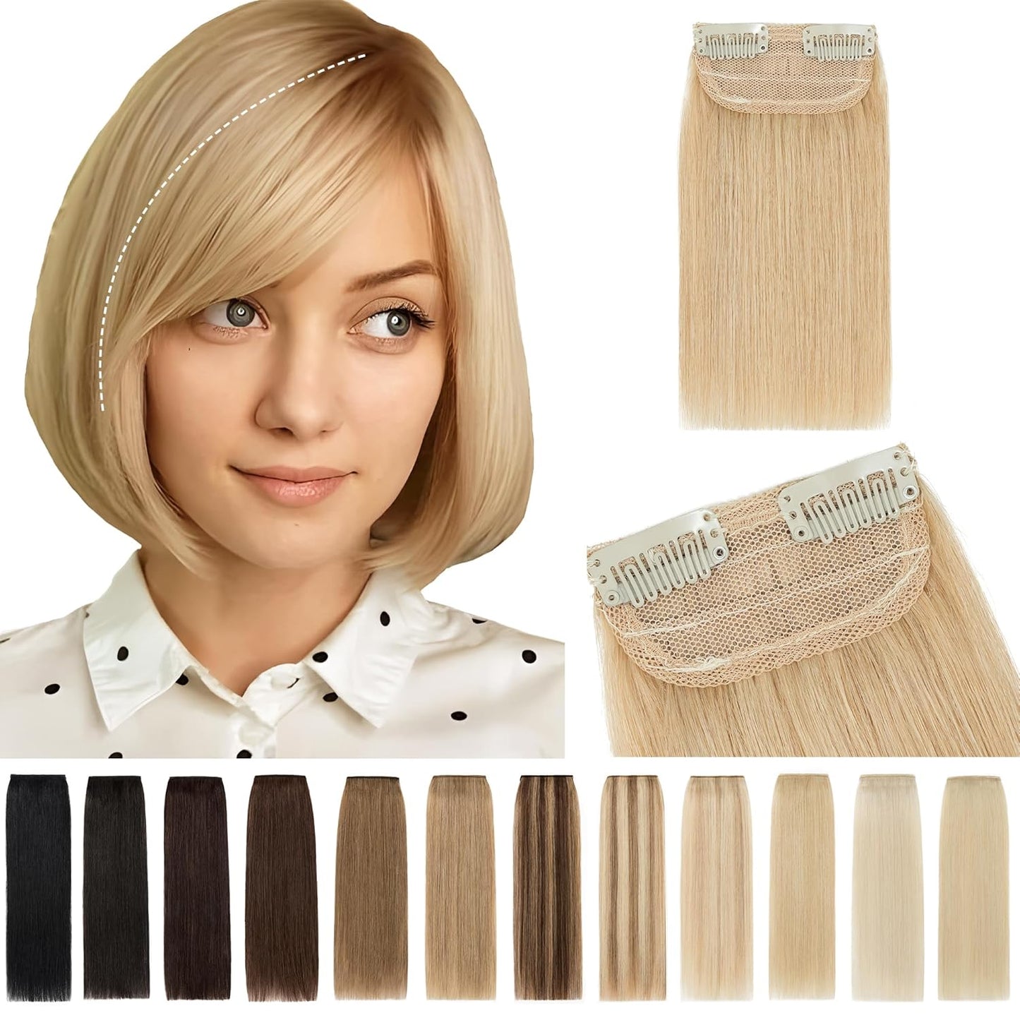 100% Human Hair Invisible Seamless Hair Pads Clip In Hair Extension Increase Hair Top Side Cover Hairpiece