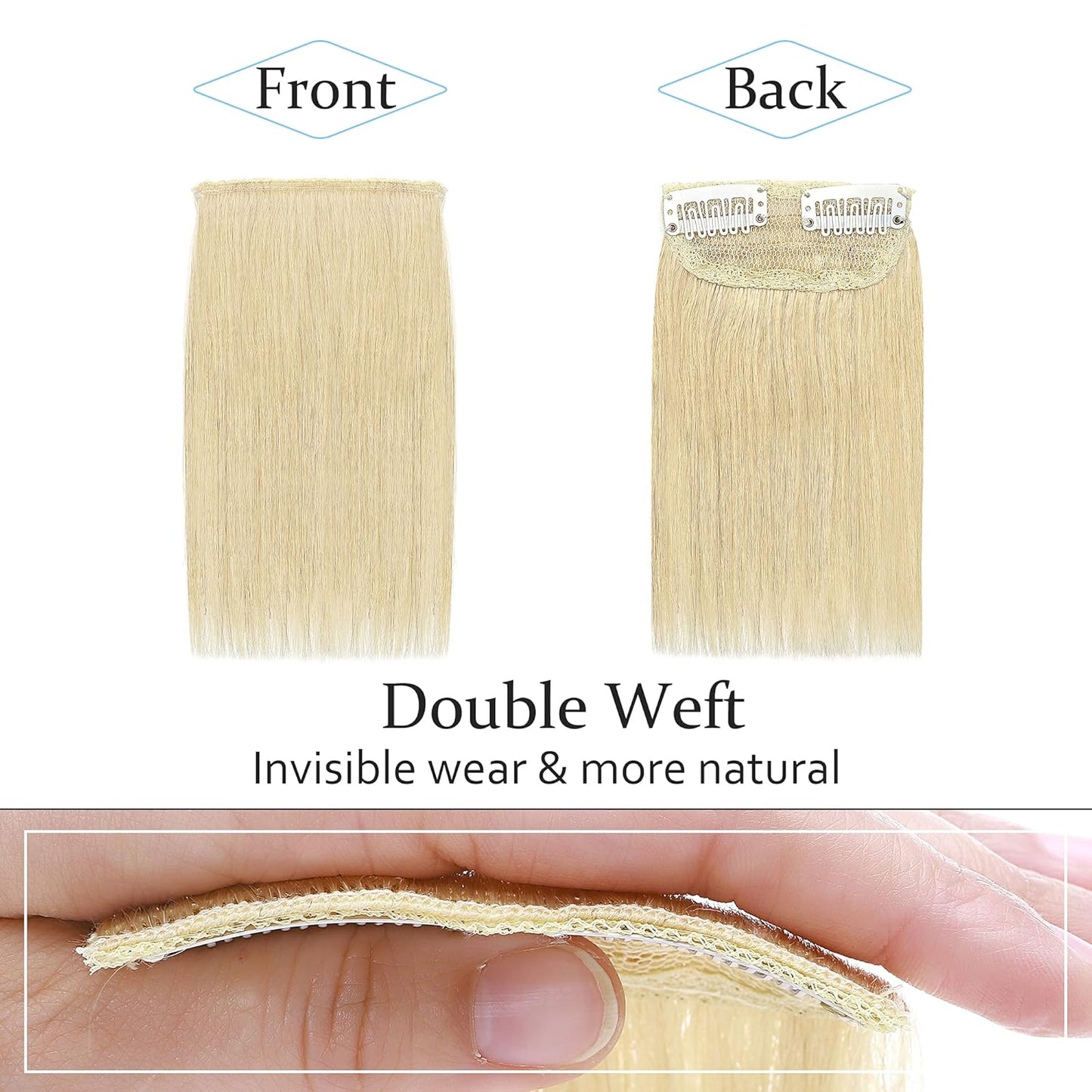 100% Human Hair Invisible Seamless Hair Pads Clip In Hair Extension Increase Hair Top Side Cover Hairpiece