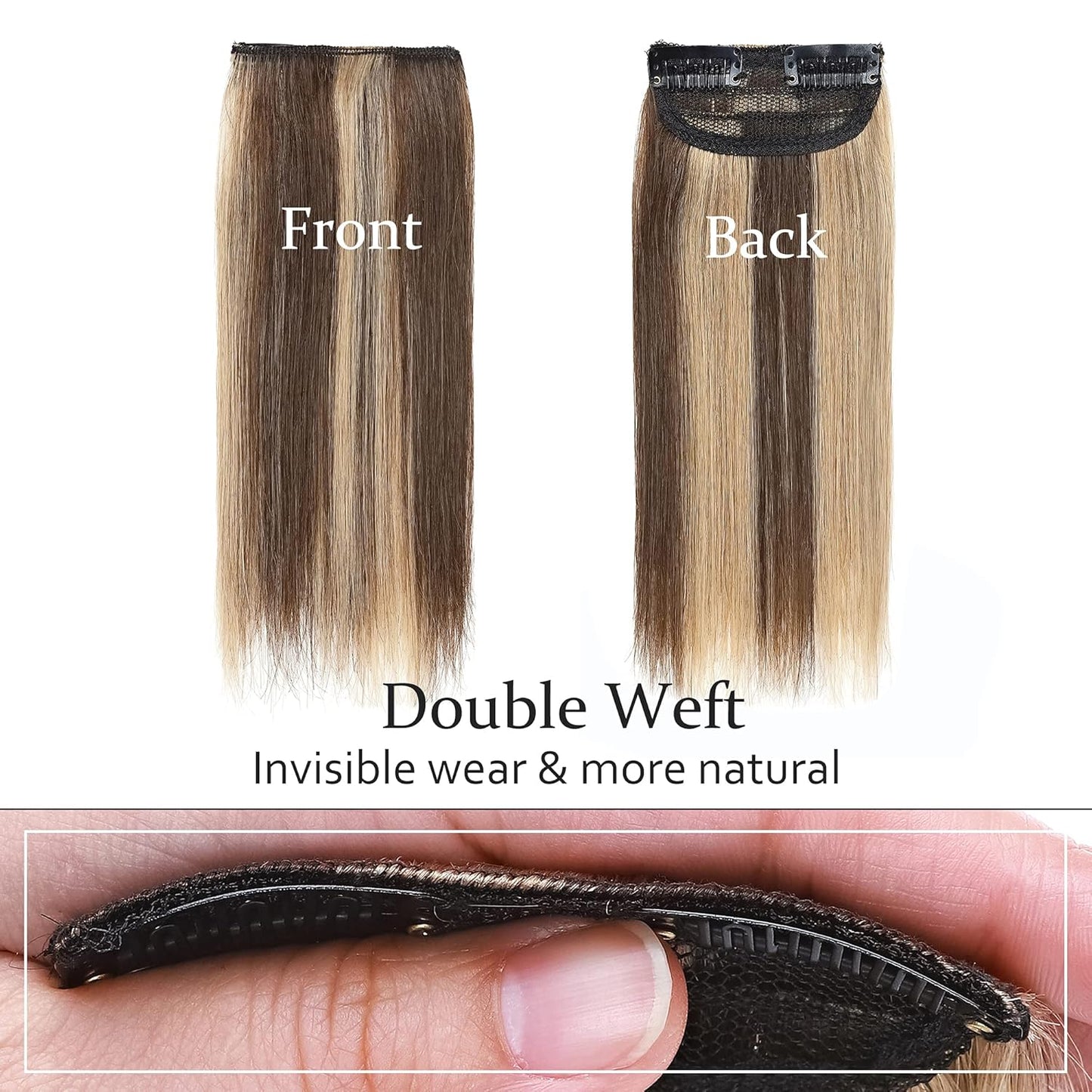 100% Human Hair Invisible Seamless Hair Pads Clip In Hair Extension Increase Hair Top Side Cover Hairpiece