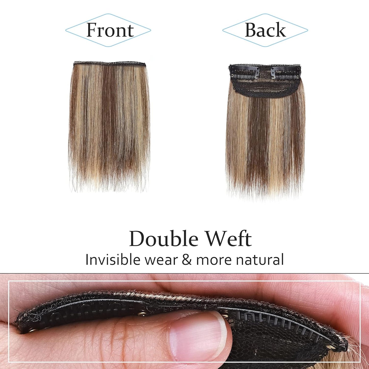 100% Human Hair Invisible Seamless Hair Pads Clip In Hair Extension Increase Hair Top Side Cover Hairpiece