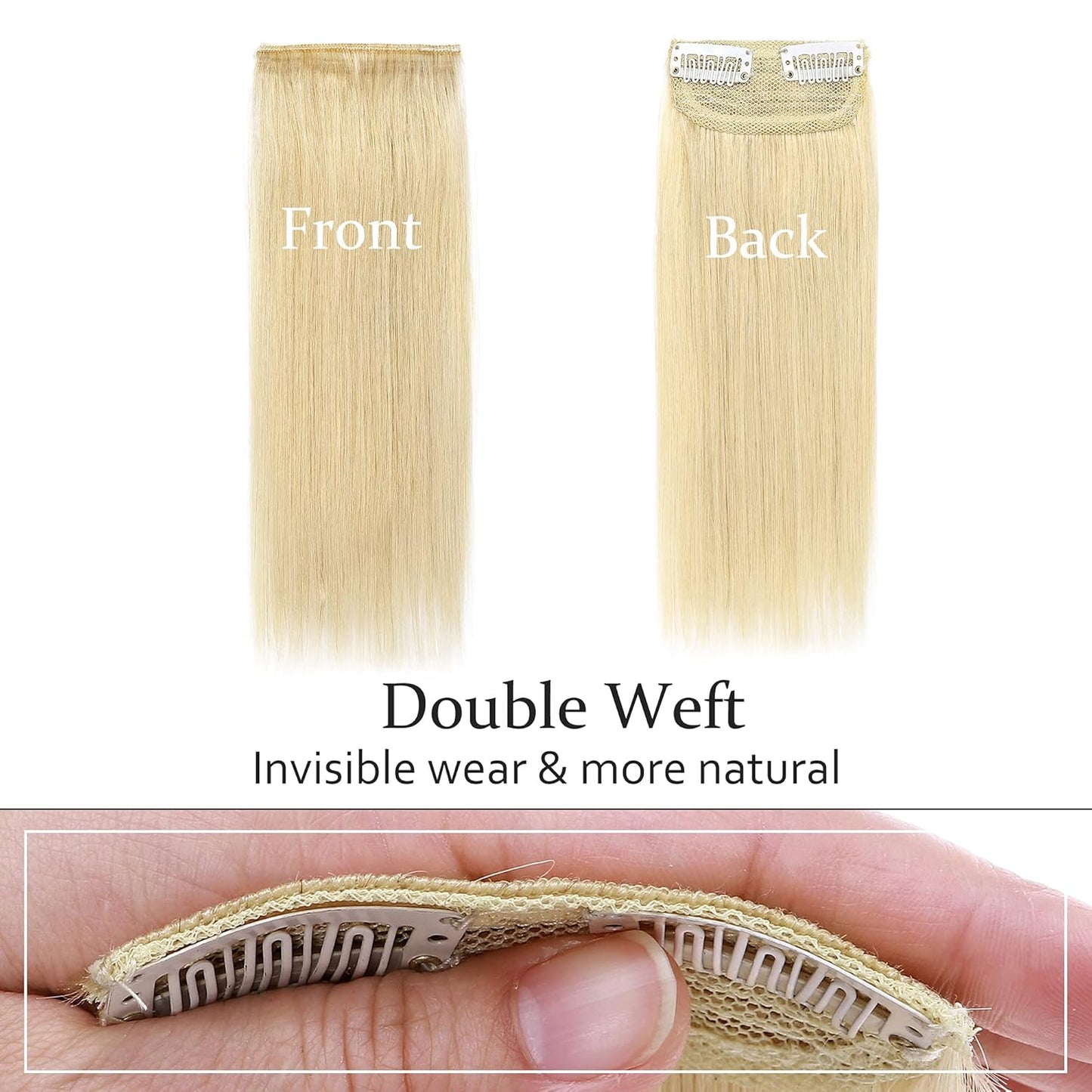 100% Human Hair Invisible Seamless Hair Pads Clip In Hair Extension Increase Hair Top Side Cover Hairpiece