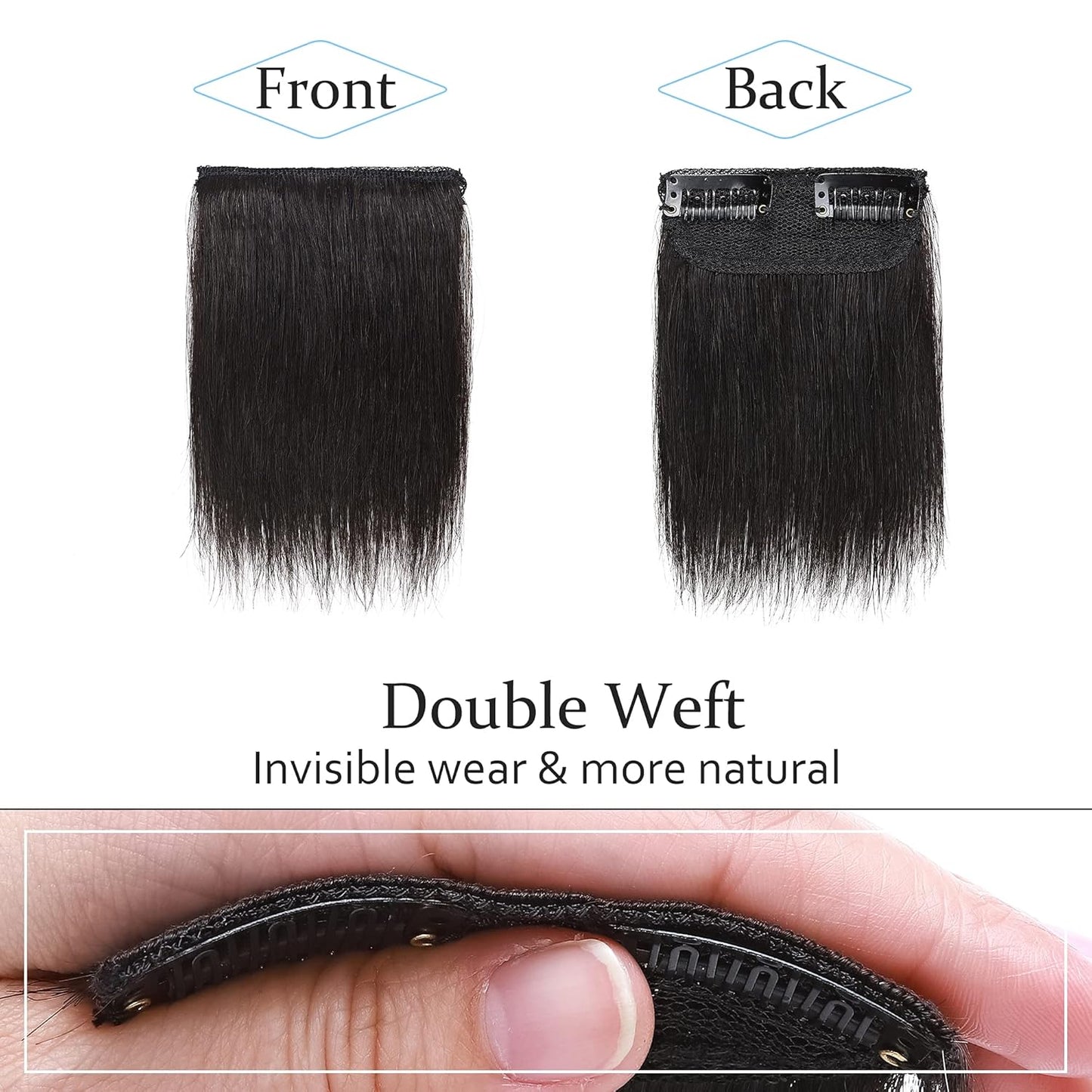 100% Human Hair Invisible Seamless Hair Pads Clip In Hair Extension Increase Hair Top Side Cover Hairpiece