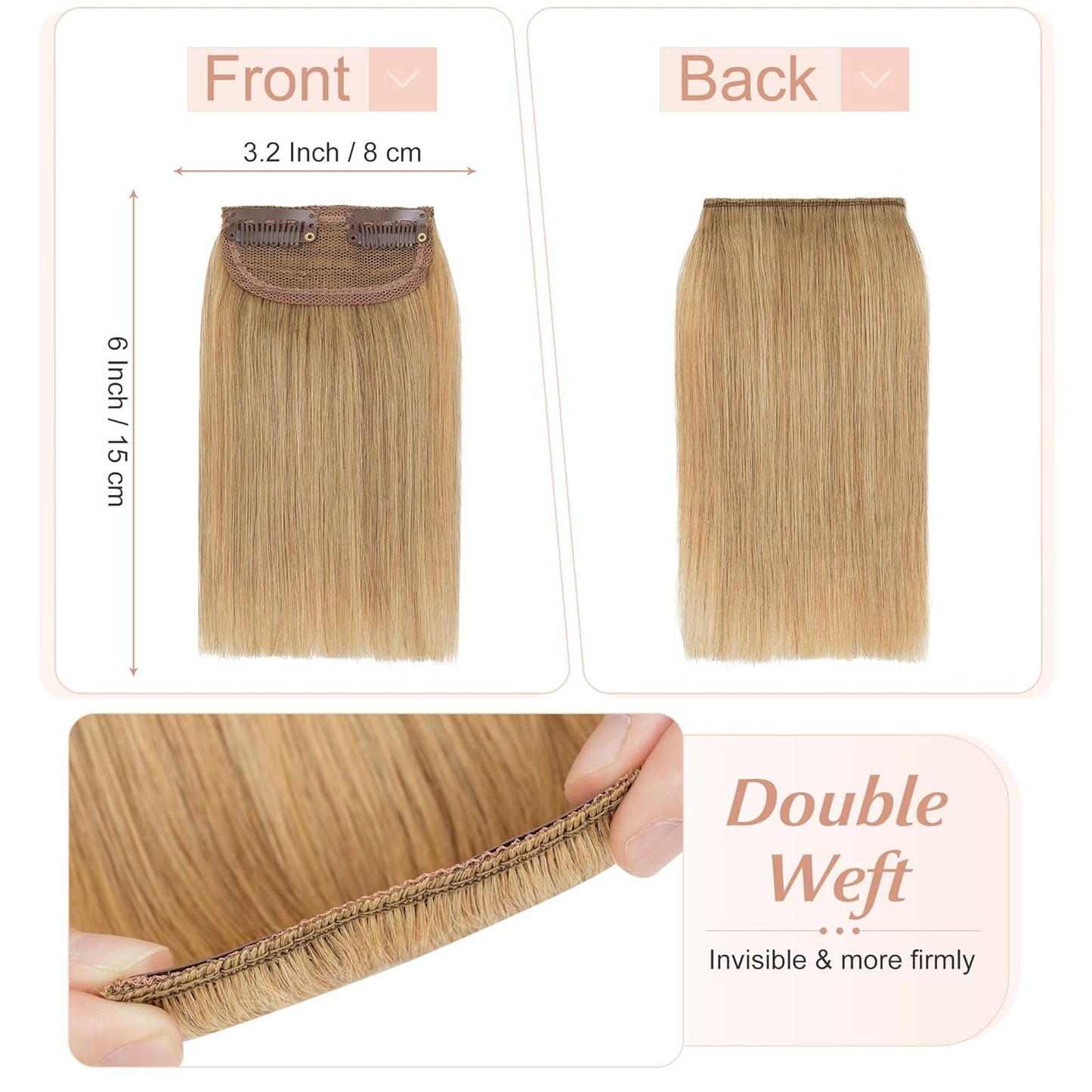 100% Human Hair Invisible Seamless Hair Pads Clip In Hair Extension Increase Hair Top Side Cover Hairpiece