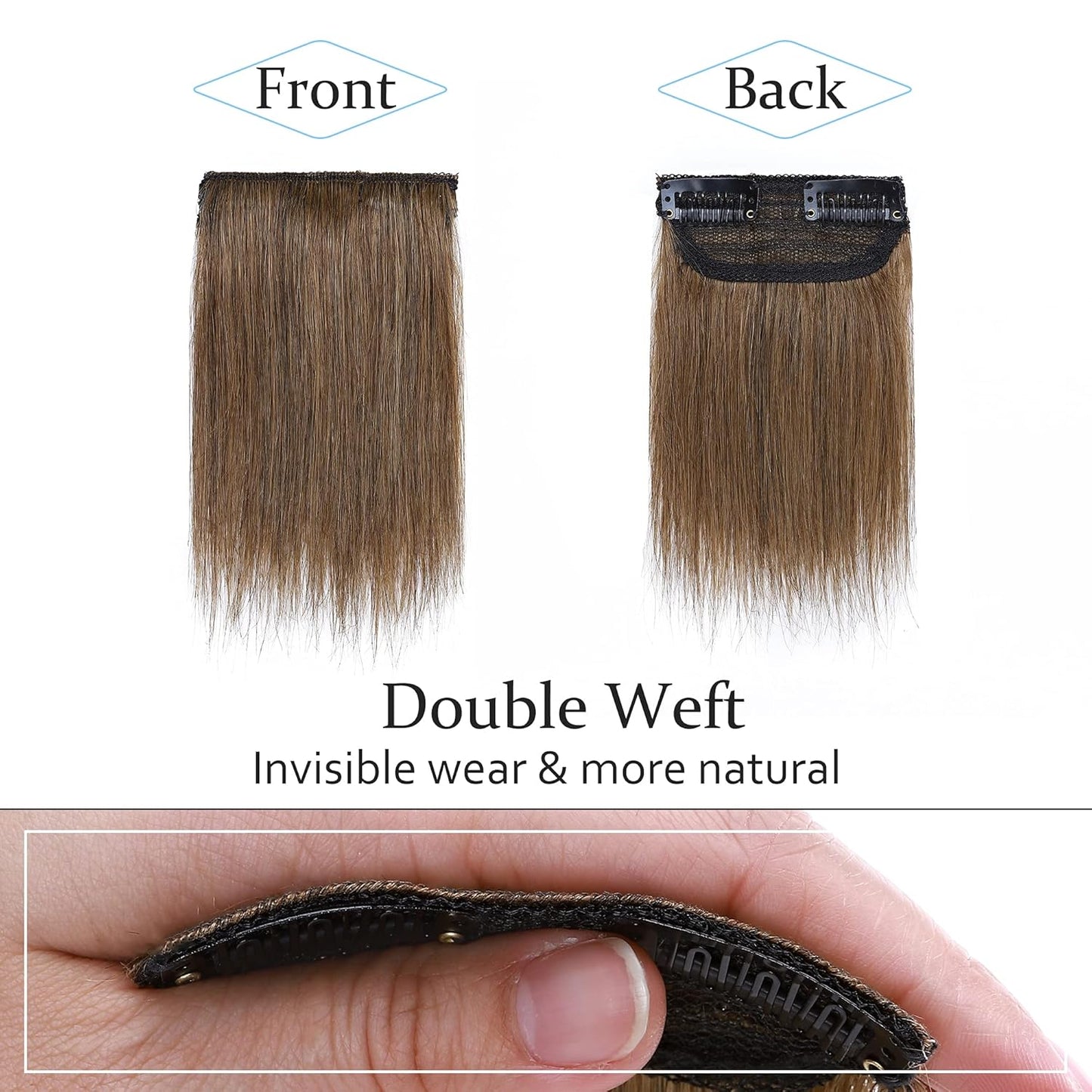 100% Human Hair Invisible Seamless Hair Pads Clip In Hair Extension Increase Hair Top Side Cover Hairpiece
