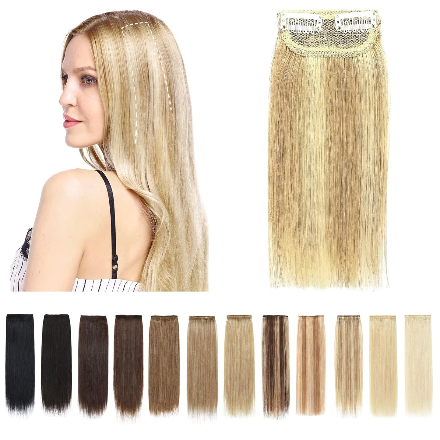 100% Human Hair Invisible Seamless Hair Pads Clip In Hair Extension Increase Hair Top Side Cover Hairpiece