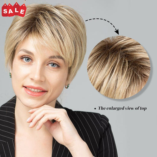 8 Inch Natural Root Blonde Wig for Short Hair, Like Your Own Hair