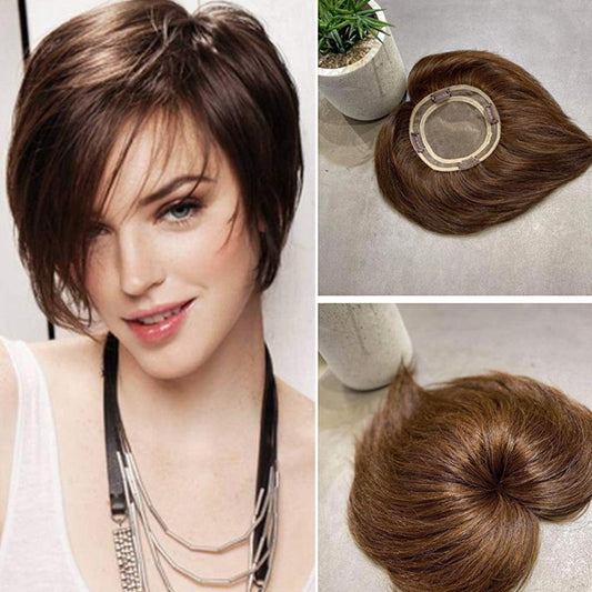 10*12 cm Mono Base Short Straight Human Hair Topper for Women