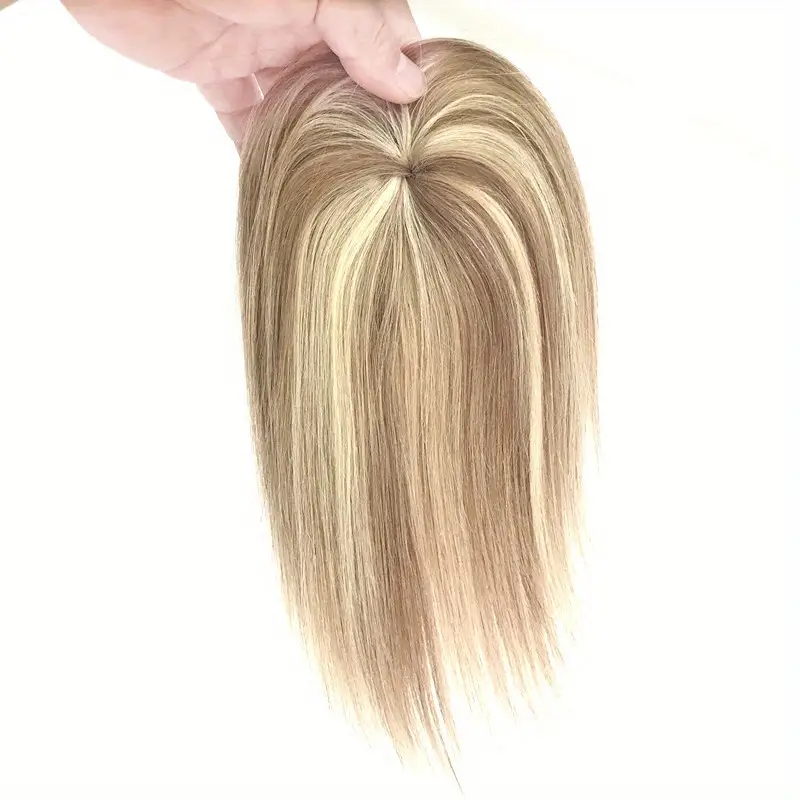 Pre-Sale 💋New Design Light Brown Highlight Blonde Hair Topper without Bangs for Women