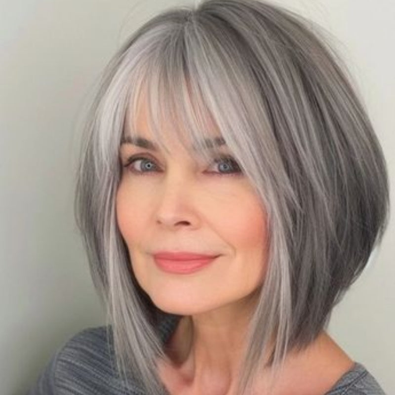 Straight Clip in Hair Topper with Bangs for Thinning Hair