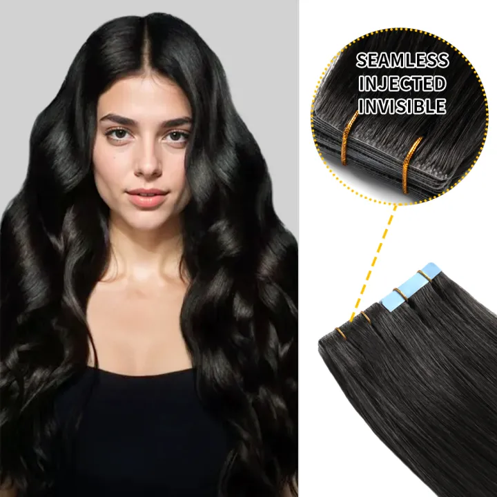 Seamless Hand-Tied Invisible Tape In Hair Extension 20Pcs Virgin Human Hair