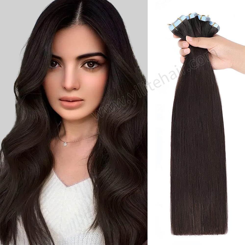 Seamless Hand-Tied Invisible Tape In Hair Extension 20Pcs Virgin Human Hair